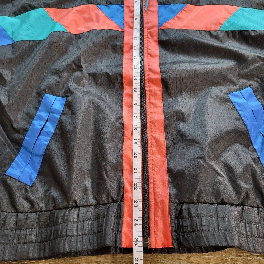 Westside Connection Vintage Colorblock Windbreaker Jacket Black Coral Blue Men M